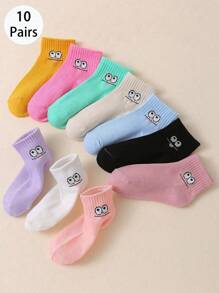 10 Paar Kindersocken Set, niedliches Augen Ausdrucks Kombidesign, bequem & atmungsaktiv, modisch & vielseitig, geeignet für den täglichen Gebrauch und Sport, für Schüler.