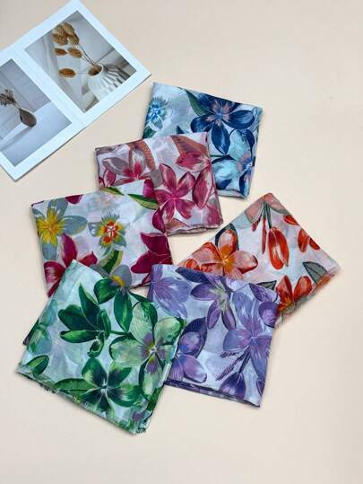 Fashionable Women's Scarf, Simple And Elegant Style Scarf, New Breathable Tassel Shawl, Spring/Summer Vivid Floral Print Large Scarf, Versatile Headscarf For Outdoor, Beach, Sun Protection