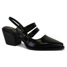 Women's Stacked Block Heels Pointed Toe Slip On Strappy Shoes - 黑色 - 查看 2