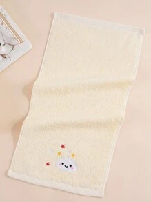 1/4pcs Small Cotton Face Towels, Rectangular, Cute Cartoon Cloud Embroidery Pattern, Absorbent Soft Quick-Dry, Suitable For Bathroom, Kitchen, Gifts, Travel, School, All Seasons