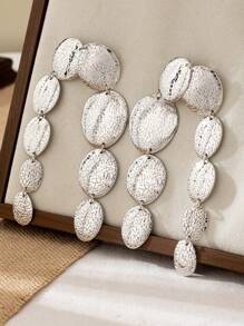 1 par de pendientes grandes y exagerados con estilo de parche agrietado, moda de estilo callejero para mujeres