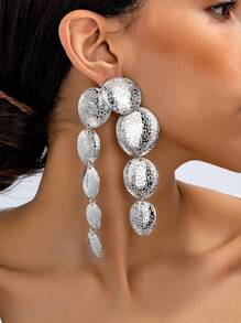 1 par de pendientes grandes y exagerados con estilo de parche agrietado, moda de estilo callejero para mujeres