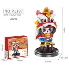 Juego de bloques de construcción de partículas pequeñas de la serie nacional de pandas para el Año Nuevo Chino, juego de bloques de construcción de plástico DIY, modelo de decoración de estilo chino con pandas, danza del león, danza del dragón, adecuado para decoración de Año Nuevo, regalo de Año Nuevo, regalo de cumpleaños, regalo novedoso, regalo de recuerdo - Multicolor - Ver 9