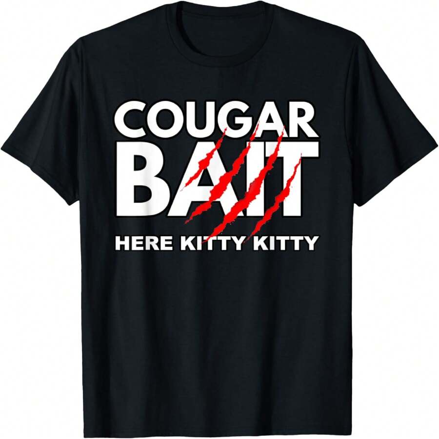 Cougar Bait Funny Halloween Costume Older Woman Younger Man T-Shirt - Black - View 1