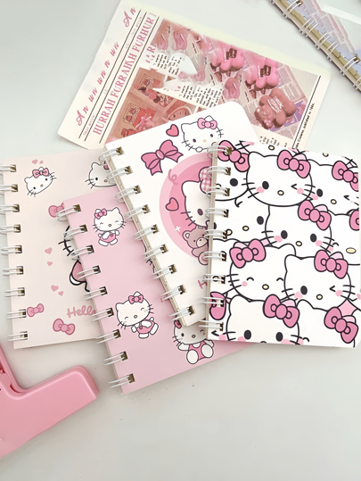 Sanrio 4 piezas/3 piezas/2 piezas/1 pieza - Cuaderno de bobina Sanrio - Hello Kitty lindo de 11,5 cm * 9 cm - Cuaderno A7 - Adecuado para contabilidad portátil, oficina, regalos para estudiantes