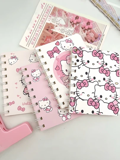  A5/A7 - 4 st/3 st/2 st/1 st - 11,5 cm * 9 cm Sanrio - Hello Kitty söt spiralbok - A7 anteckningsbok - Lämplig för bärbar bokföring, kontor, studentpresenter