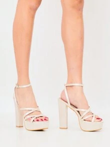 Women's Thick Sole Criss-Cross Design High Heel Elegant Sandals Stylish Sandals Summer Sandals For Women