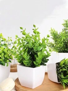 4 piezas de plantas artificiales en maceta, plantas falsas pequeñas para decoración interior del hogar, flores artificiales para alféizar de ventana, baño, pared, escritorio de oficina, oficina, cocina, decoración de estilo campestre, regalos de cumpleaños y graduación, decoración de jardín, plantas para exteriores, jardinería, flores falsas
