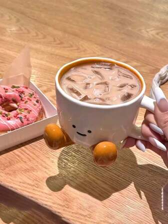 1pc Cute Cartoon Feet Ceramic Mug, High-Quality Coffee Cup, Beverage Cup, Latte Coffee Cup, Office Water Cup, Home Breakfast Milk Cup, Juice Cup, Party Supplies, Holiday Gift Back To School