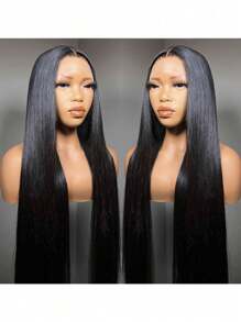 36inch Human Hair Wig 180% Bone Straight Human Hair Wig Natural Straight Lace Front Wig Human Hair Glueless Wig 13*4 Transparent Lace Straight Wig For Daily Wear Straight Lace Frontal Wig With #1B Full Baby Hair 6-36inch