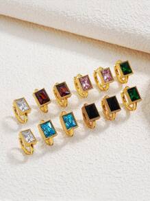 1 Par de Brincos de Argola de Aço Inoxidável Luxuosos e Elegantes com Decoração Cúbica de Zircônia Quadrada e Vidro, Adequado para Mulheres Usarem em Eventos Formais ou Looks da Moda, Também um Ótimo Presente para Ela