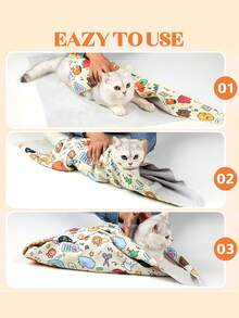 Cat Grooming Bag, Cat Wash Bag For Clipping Nails To Prevent Escape, Cat Wrap To Prevent Cat Scratches, Hook And Loop Design