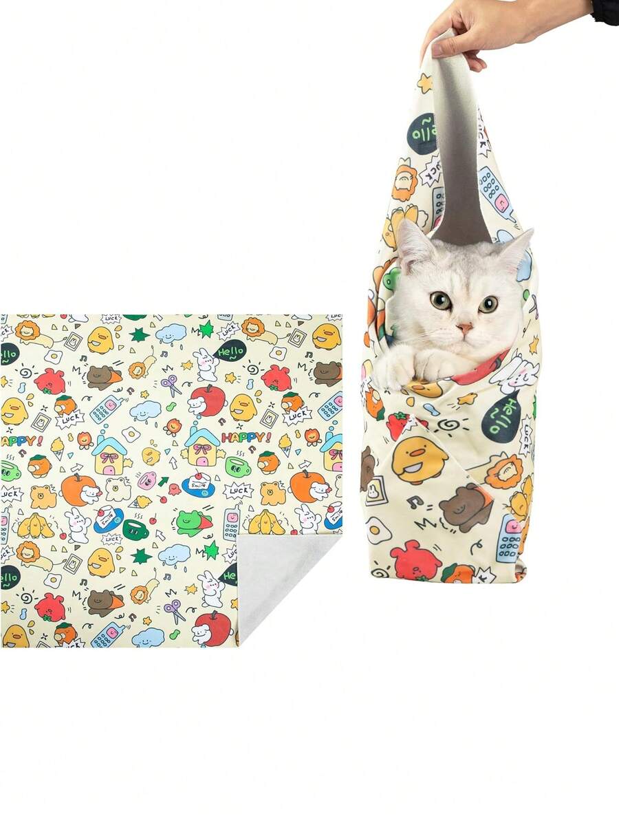 Cat Grooming Bag, Cat Wash Bag For Clipping Nails To Prevent Escape, Cat Wrap To Prevent Cat Scratches, Hook And Loop Design