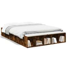 Smoked Oak Bed Frame 1490 Cm Stylish And Durable Design Without Mattress - Brown - View 2