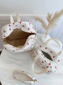 一套时尚碎花双肩包，防水书包带铅笔盒，时尚学生双肩包带铅笔盒，返校必备，大学书包，大学必备 - 彩色 - 查看 7