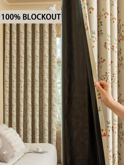 1pc New Multi-Color 100% Blackout Double Layer Curtain, Thermal Insulated Home Window Treatment For Living Room, Bedroom, Office, Suitable For Party, Daily Decoration