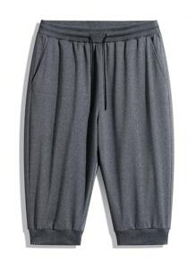 3pcs Plus Size 3/4 Pants, Solid Color Drawstring Casual Loose Sport Pants, Suitable For Spring & Summer - Multicolor - View 4