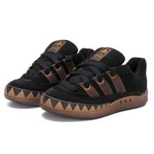Adidas Originals ADIMATIC Unisex Low Top Lightweight Casual Sneakers, Classic Vulcanized Shoes, Style JR8034 - Black/Dark Brown/Cardboard Yellow - View 3