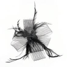 Living And Home Vintage Satin Fascinator With Headband - Style 5 Black - View 4