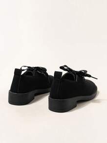 1 双纯色复古硬币设计系带儿童平底鞋 - 黑色 - 查看 4