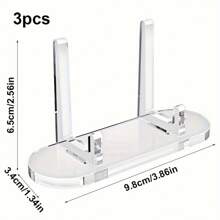 1/3/6pcs Baaji Display Stand, Single Badge Millet Storage Rack, Acrylic Commemorative Coin Streamer Transparent Perimeter Sign Stand, Clear Plastic Desktop Holder, Boho Style, No Electricity Required - Clear - View 10