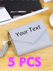 1/2/5pcs Personalized Heart-Shaped Tassel Wallet - Customized Text Women's Card Holder & ID Sleeve, Perfect Gift For Girlfriend - Multicolor - View 29