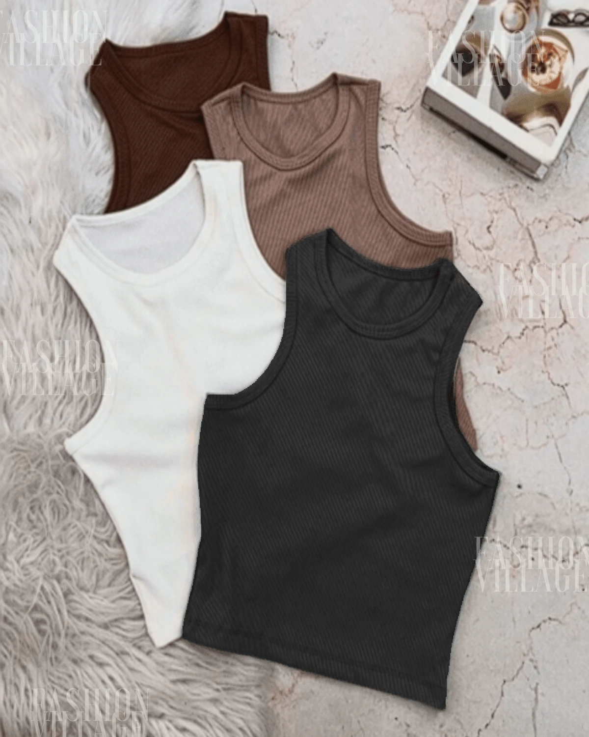 Basic Women's Tank Top Fashion Blogger 2024 - 摩卡棕 - 查看 1