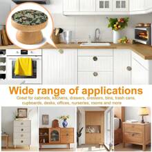 6Pcs Creative Handmade Beech Wood Engraved Beautiful Flower And Grass Art Pattern Bowl Shaped Furniture Handles With Screws Dresser Knob Kitchen Cabinet Pulls Wooden Single Hole Drawer Knobs