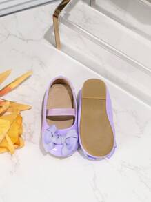 1 par de zapatos planos con lazo y nudo, con suela impermeable y antideslizante, de puntera redonda y con cordones, adorables y dulces, de nuevo estilo coreano retro tipo Mary Jane, en colores dopamínicos - Morado - Ver 6