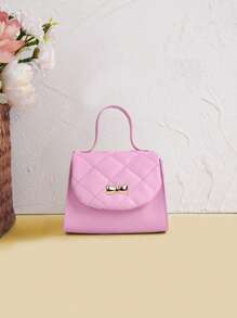 1pc Girls Diamond Quilted Bow Decor Cute & Fashionable Mini Princess Handbag, Versatile Hand/Shoulder Bag For Daily Use, Birthday Gift, Outfit Matching