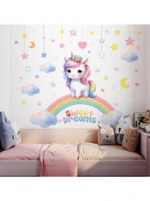 1pc Cartoon Style Themed Wall Decal Stickers, Self-Adhesive Wallpaper Decoration For Living Room & Bedroom - Multicolor - View 7