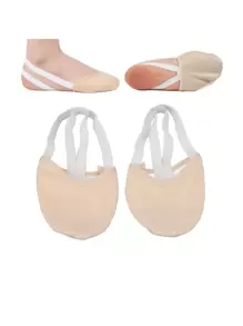 Giày Ballet Nữ, Nhạc trữ tình, Khiêu vũ, Thể dục nhịp điệu, Đế dệt kim, Dép xỏ ngón, Chân váy thi đấu thể dục Thông, Size S 36-37, Giày nữ, Màu be - Màu be - Xem 2