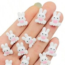 20pcs Cute Mini Rabbit Flat Back Cabochon Scrapbook Kawaii DIY Embellishments Accessories Easter Party Decoration
