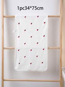 1 pièce Serviette décorative en polaire de corail brodée de fraises, serviette de bain/de toilette absorbante et douce, décoration de maison et de salle de bain