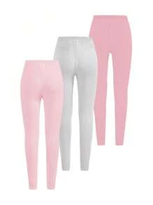 3 Pairs Young Girl Multicolor Casual Versatile Sports Leggings - Multicolor - View 2