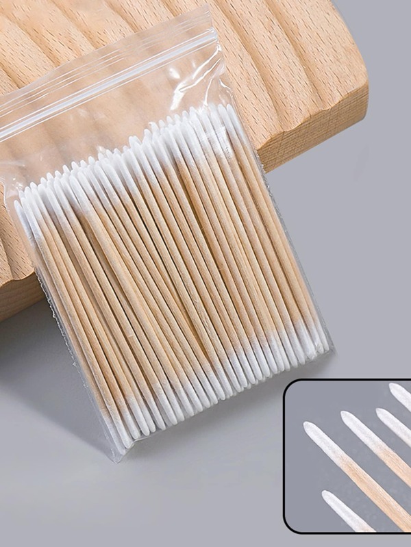 100/300/500pcs Disposable Super Thin Lint-Free Wood Makeup Mascara Applicator Brushes-Unscented