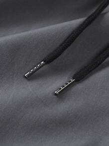 Men's Casual Rivets Detail Drawstring Waist Tapered Cargo Pants - Grey - View 4