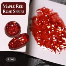 15ml Esmalte de Unhas Série Sequin Rosa Vermelha da Nail Za, Esmalte de Unhas Vermelho Sequin Brilhante Explodir, Cola de Gliter Branca para Unhas, Comum Usado em Salão de Beleza