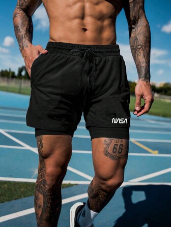 男士印花休闲户外运动弹力透气速干短裤