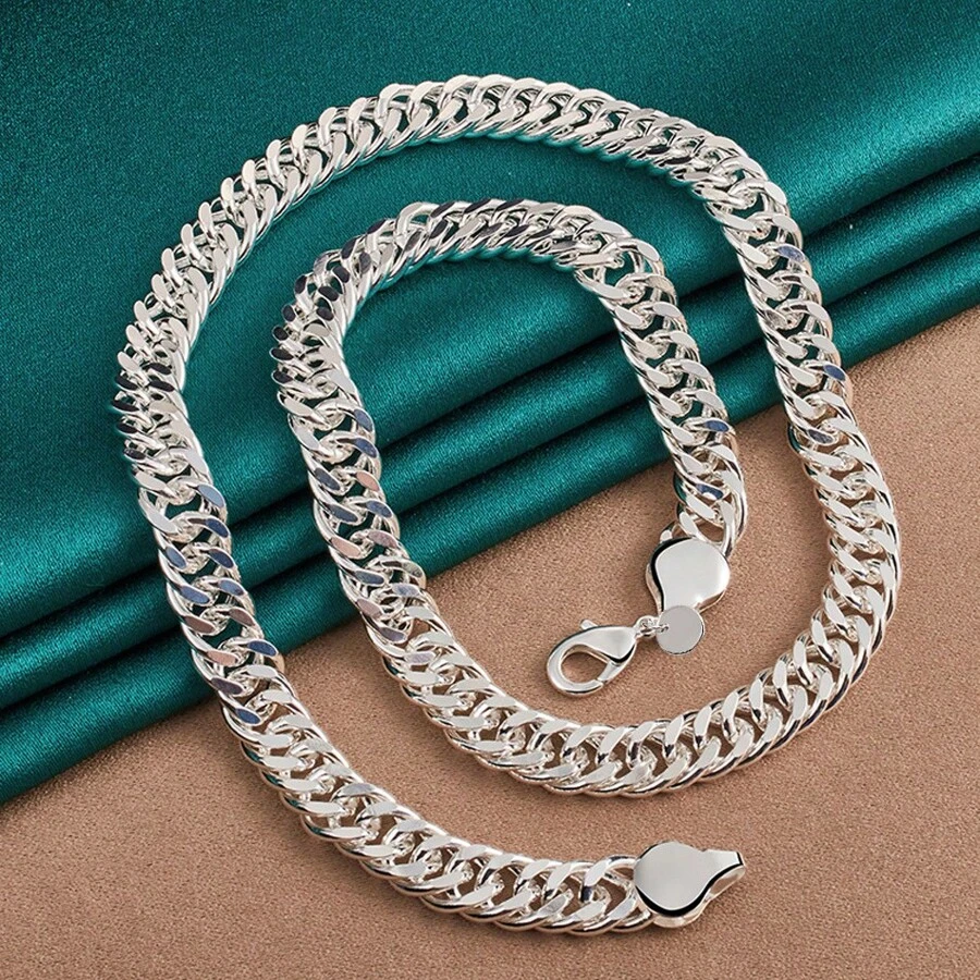 Dây chuyền mạ bạc 925, bản rộng 10mm, dài 20/24 inch, thích hợp làm quà tặng đám cưới/tiệc tùng, trang sức thời trang cho nữ. - Bạc - Xem 1