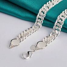 Dây chuyền mạ bạc 925, bản rộng 10mm, dài 20/24 inch, thích hợp làm quà tặng đám cưới/tiệc tùng, trang sức thời trang cho nữ. - Bạc - Xem 5