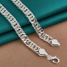 Dây chuyền mạ bạc 925, bản rộng 10mm, dài 20/24 inch, thích hợp làm quà tặng đám cưới/tiệc tùng, trang sức thời trang cho nữ. - Bạc - Xem 4