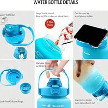 3pack 64OZ 26oz 9oz Water Bottles Set Sports, Leak-Proof Inspirational Water Bottle Cups With Drinking Time Straw, Fitness Bottle For Family, Office, Gym Outdoor Travel - Bộ cốc gradient ba màu-hồng - Xem 5