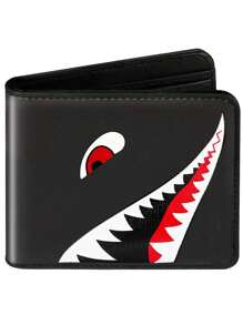 Men's Compact Wallet With Money Clip - Stylish Cartoon Design, Multi-Card Holder & Coin Purse, Black - Black - View 1
