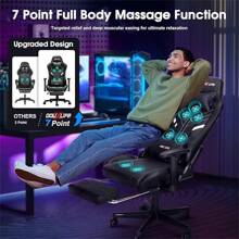 7-Point Massage Gaming Chair, 175° Gaming Recliner With Footrest Ergonomic Computer Gaming Office Chair High Back Video Game Chair With Lumbar Support, Upgraded Version - Black - View 5