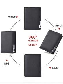 1pc Men's Short Wallet Iron Edge Men's Multi Card Slot Wallet Card Bag Credit Card Clip Double Fold Wallet Large Capacity Multi-Card Slots, Business Casual Style, Birthday Gift, Graduation Gift, Father's Day Gift