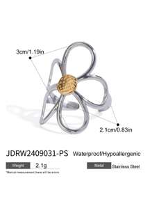 1Pc Retro Sáng Tạo Vàng Và Bạc Phù Hợp Thiết Kế Hoa Rỗng Bằng Thép Không Gỉ Mạ Vàng 18K Chất Lượng Cao Không Thấm Nước Nhẫn Nữ Thích Hợp Cho Đeo Hàng Ngày Kỳ Nghỉ Vv Lễ Tình Nhân, Mẹ, Mẹ, Ngày của Mẹ, Quà Tặng - vòng mở - Xem 7