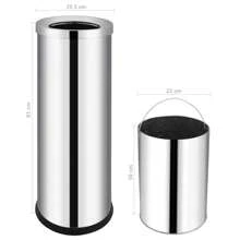 Stainless Steel Waste Bin 32 Liter Modern Design Durable Trash Can For Home Office Kitchen Bathroom - Silver - View 5