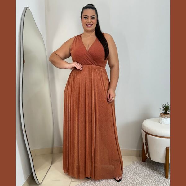 Holy Lia Vestido Festa Plus Size Longo Tule Casamento Madrinhas Tendencia G1 G2 G3