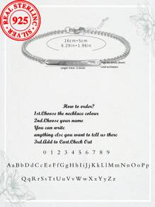 [Custom] 4.5g 925 Sterling Silver, Personalized Text Custom Bracelet, 1pc Customized Name Cuban Link Chain Bracelet, Holiday Gift Idea For Valentine's Day, Christmas, Custom Engraved Bracelet, Personalized Name Bracelet (Custom Notes Can Only Be In English, Other Languages Will Be Translated To English)